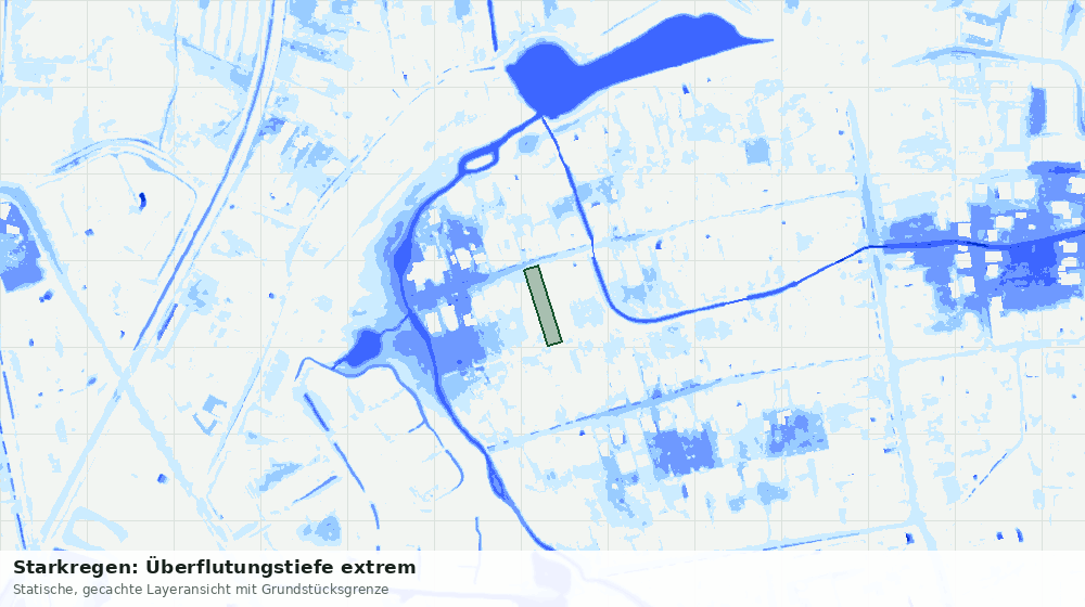 Statische Kartenansicht: Starkregen: Überflutungstiefe extrem