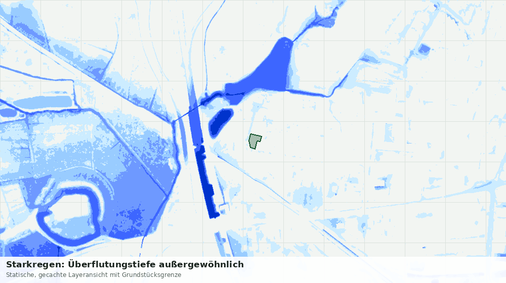 Statische Kartenansicht: Starkregen: Überflutungstiefe außergewöhnlich