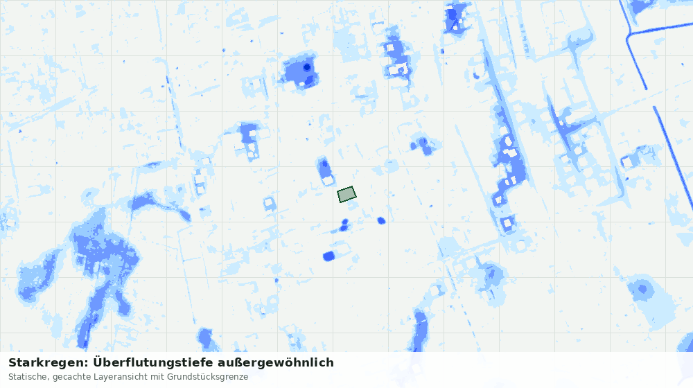 Statische Kartenansicht: Starkregen: Überflutungstiefe außergewöhnlich