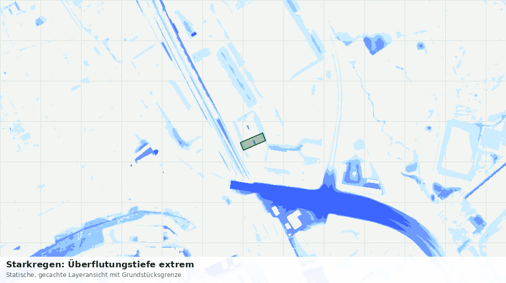 Statische Kartenansicht: Starkregen: Überflutungstiefe extrem
