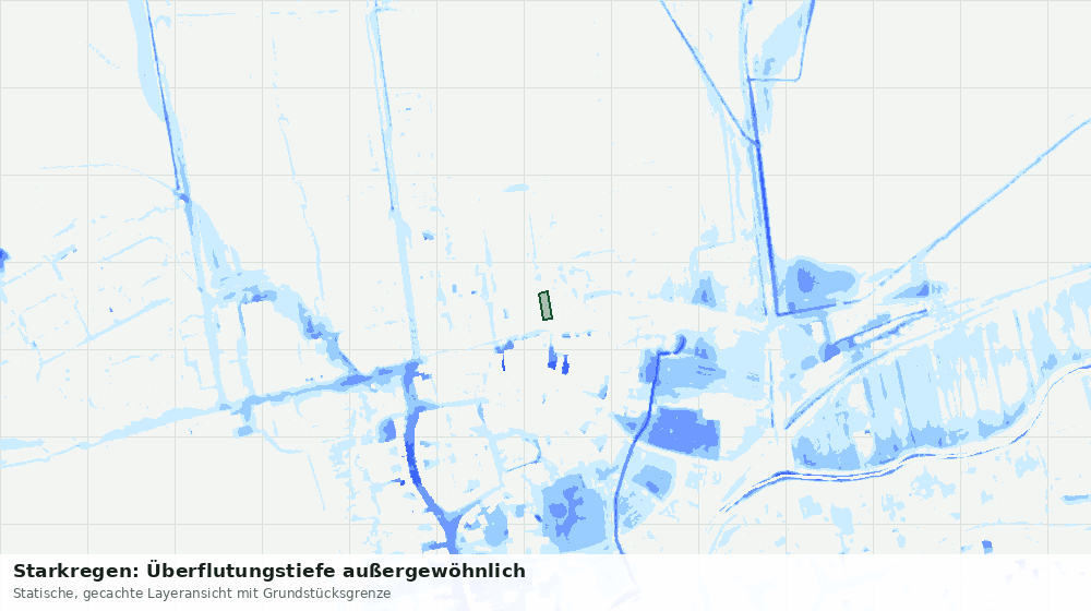 Statische Kartenansicht: Starkregen: Überflutungstiefe außergewöhnlich