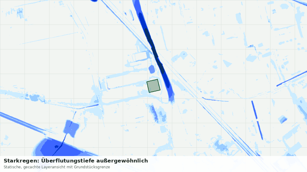 Statische Kartenansicht: Starkregen: Überflutungstiefe außergewöhnlich