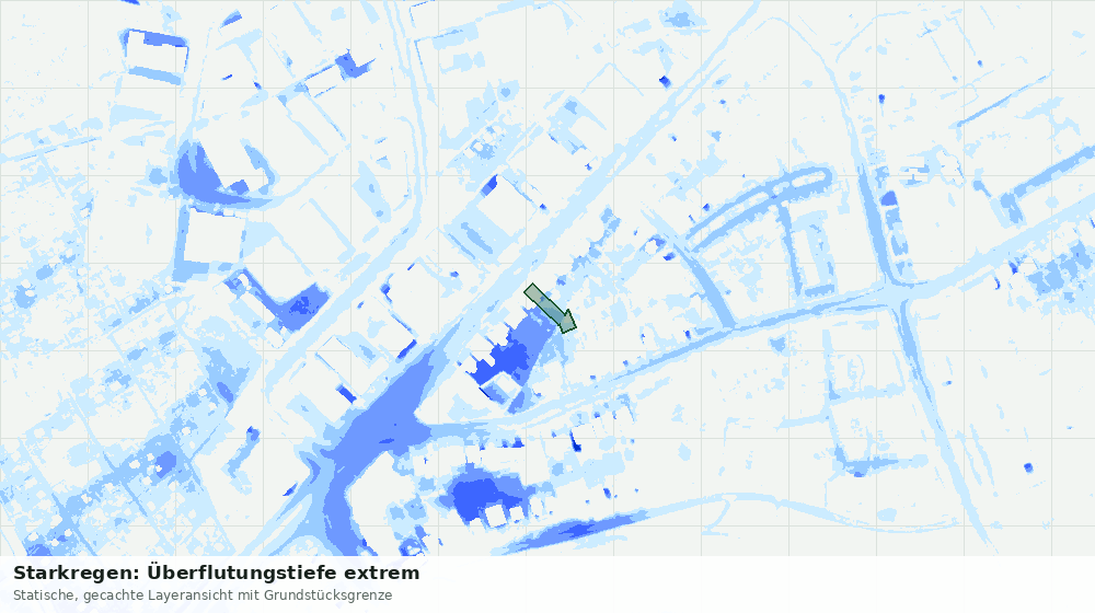 Statische Kartenansicht: Starkregen: Überflutungstiefe extrem