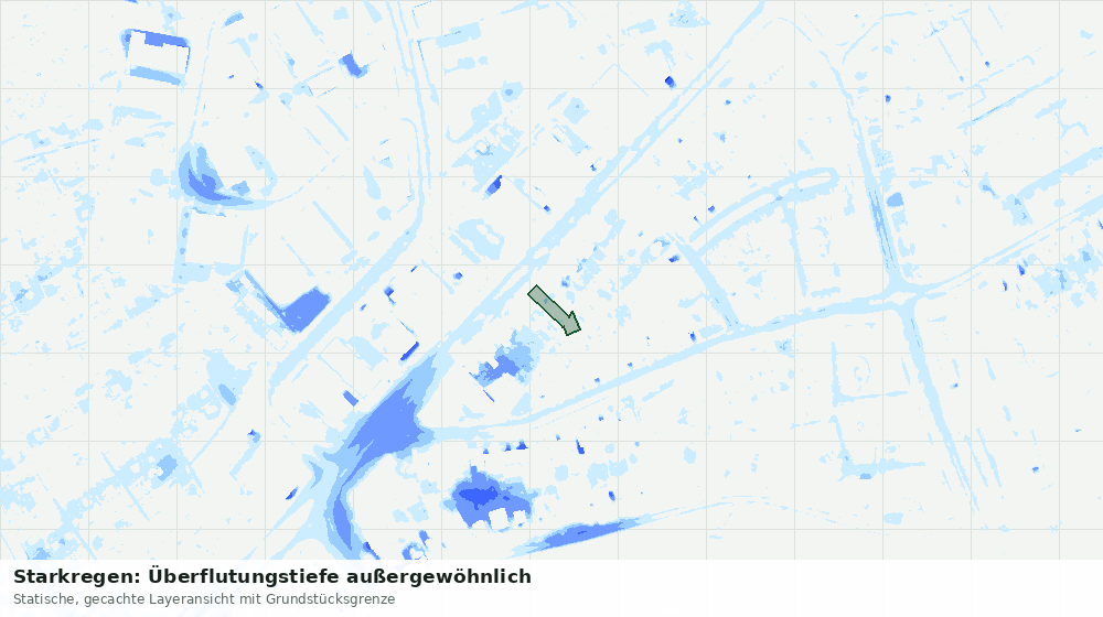 Statische Kartenansicht: Starkregen: Überflutungstiefe außergewöhnlich