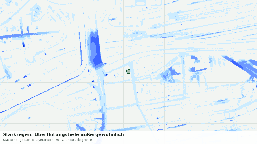 Statische Kartenansicht: Starkregen: Überflutungstiefe außergewöhnlich