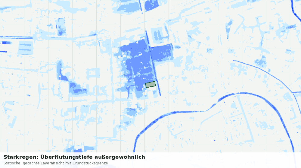 Statische Kartenansicht: Starkregen: Überflutungstiefe außergewöhnlich