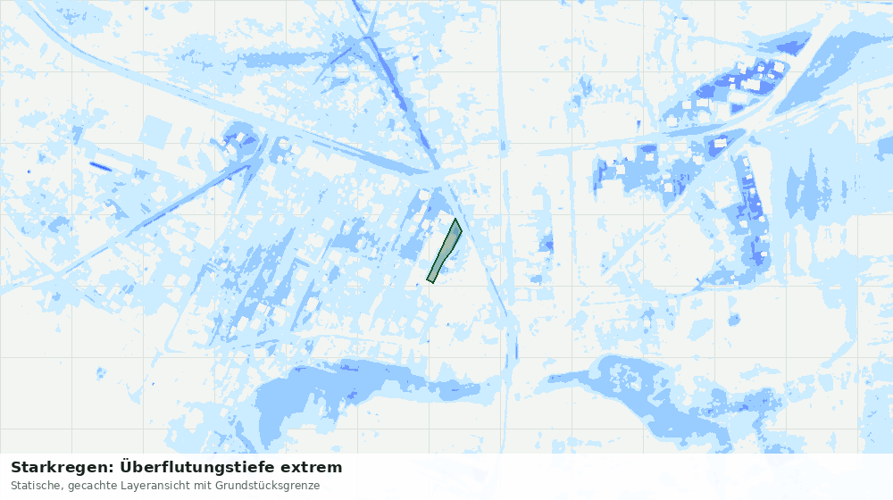 Statische Kartenansicht: Starkregen: Überflutungstiefe extrem