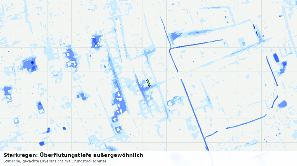 Statische Kartenansicht: Starkregen: Überflutungstiefe außergewöhnlich