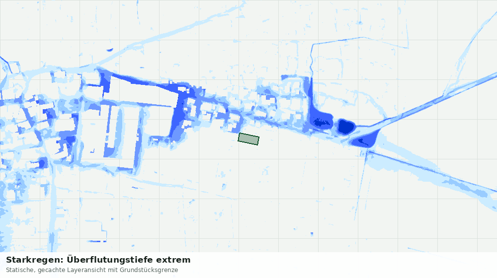 Statische Kartenansicht: Starkregen: Überflutungstiefe extrem
