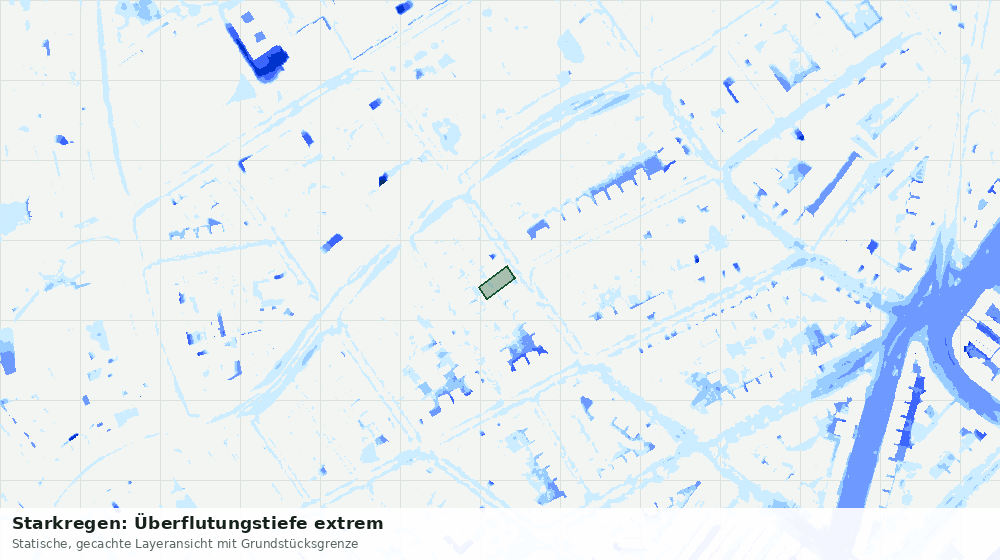 Statische Kartenansicht: Starkregen: Überflutungstiefe extrem
