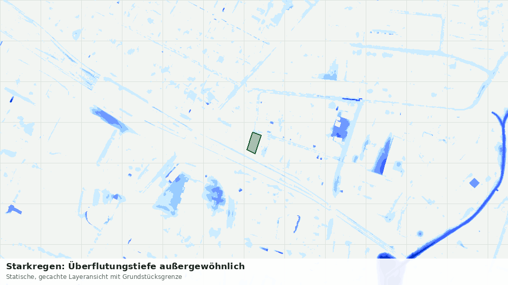 Statische Kartenansicht: Starkregen: Überflutungstiefe außergewöhnlich