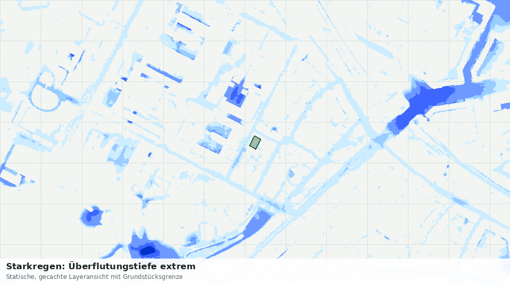 Statische Kartenansicht: Starkregen: Überflutungstiefe extrem
