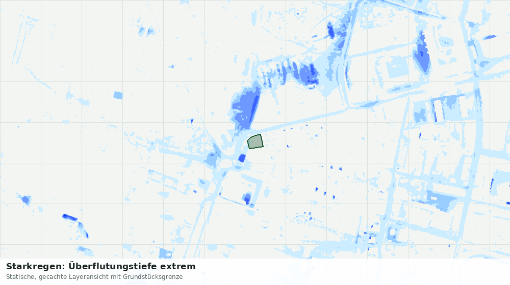 Statische Kartenansicht: Starkregen: Überflutungstiefe extrem