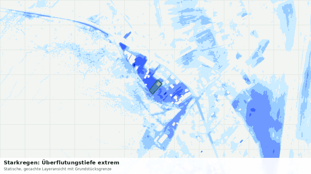 Statische Kartenansicht: Starkregen: Überflutungstiefe extrem