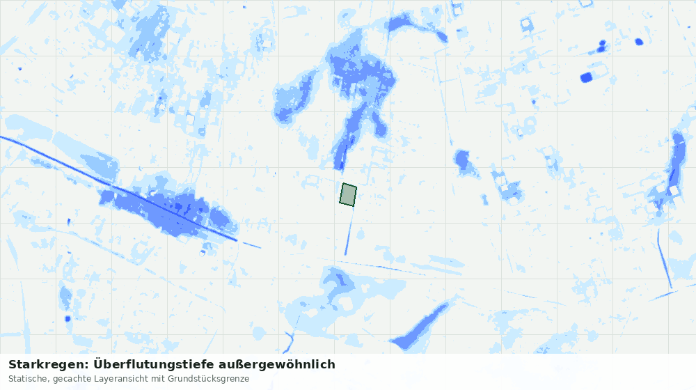 Statische Kartenansicht: Starkregen: Überflutungstiefe außergewöhnlich