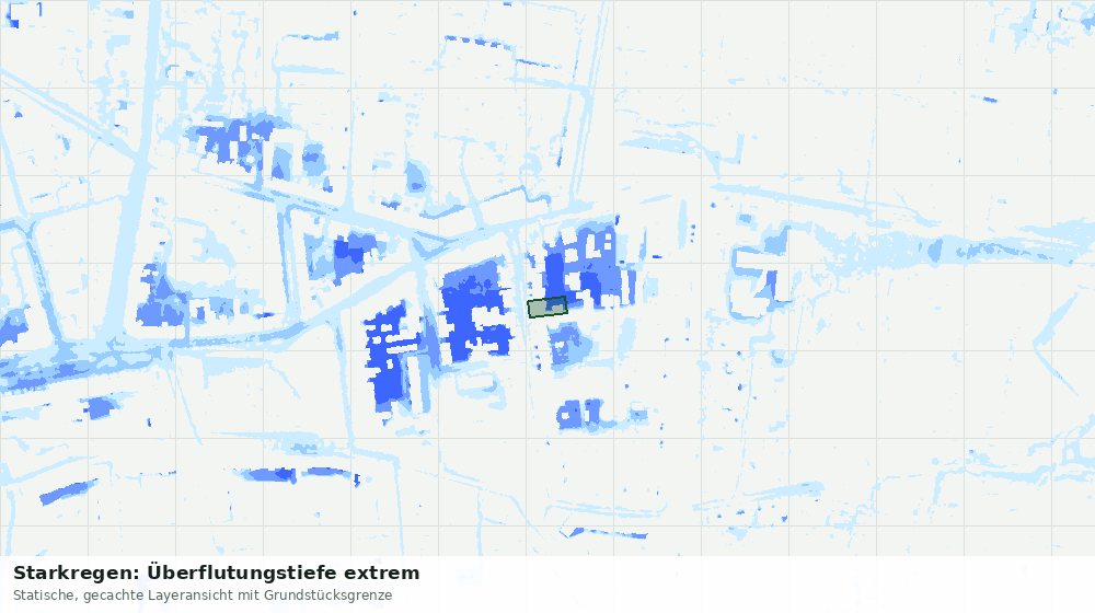 Statische Kartenansicht: Starkregen: Überflutungstiefe extrem