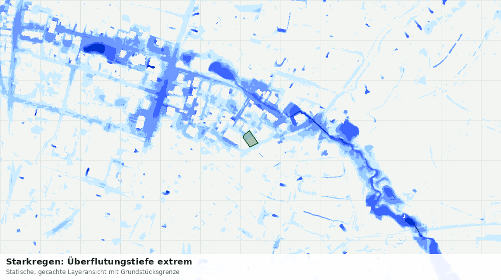 Statische Kartenansicht: Starkregen: Überflutungstiefe extrem