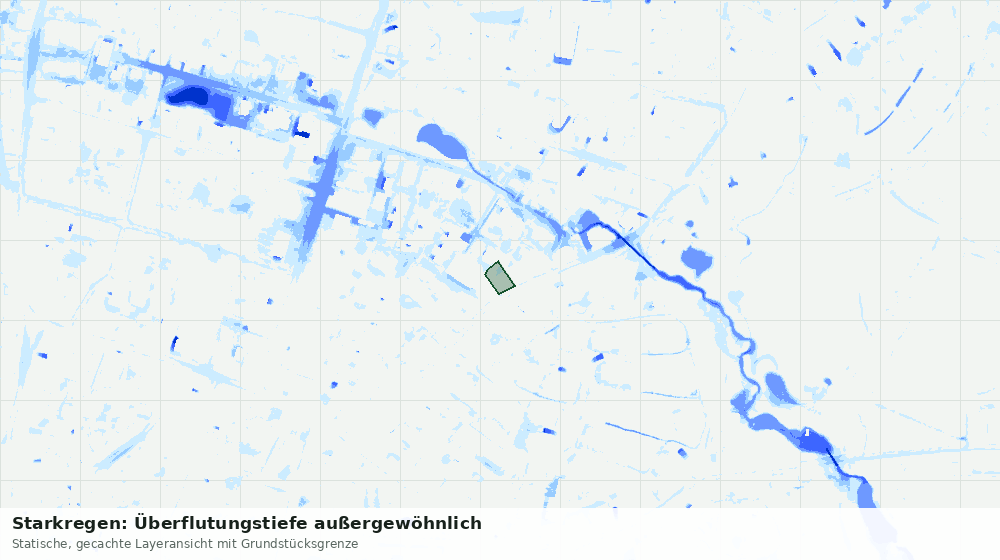 Statische Kartenansicht: Starkregen: Überflutungstiefe außergewöhnlich