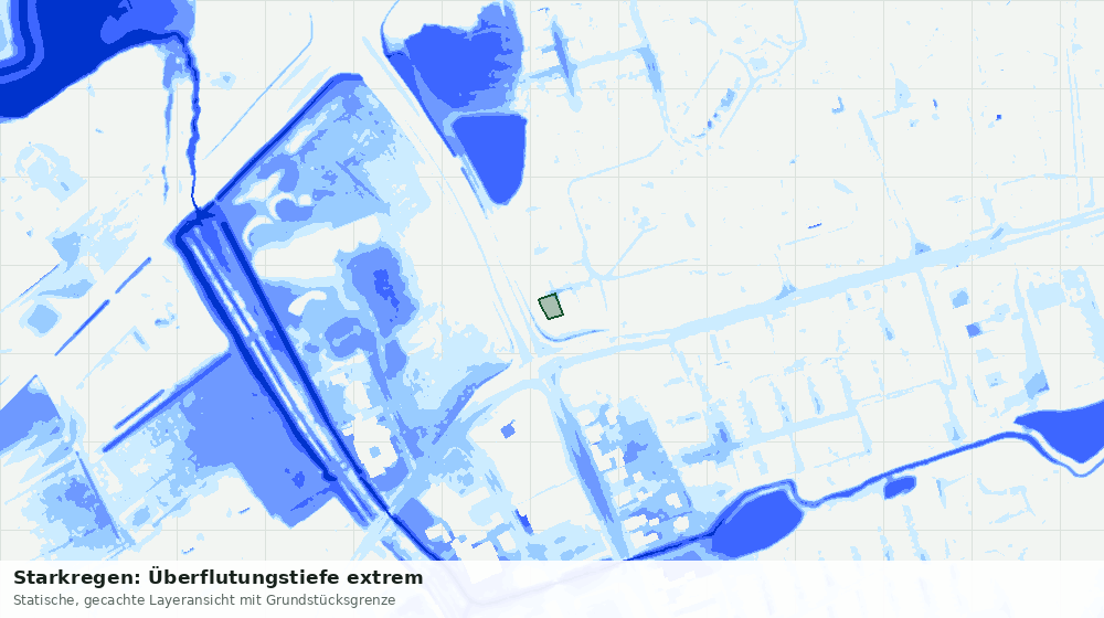 Statische Kartenansicht: Starkregen: Überflutungstiefe extrem