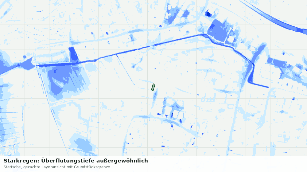 Statische Kartenansicht: Starkregen: Überflutungstiefe außergewöhnlich