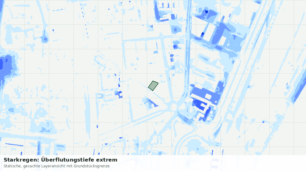 Statische Kartenansicht: Starkregen: Überflutungstiefe extrem