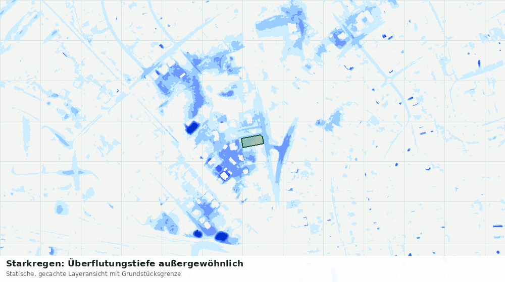 Statische Kartenansicht: Starkregen: Überflutungstiefe außergewöhnlich