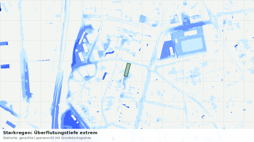 Statische Kartenansicht: Starkregen: Überflutungstiefe extrem