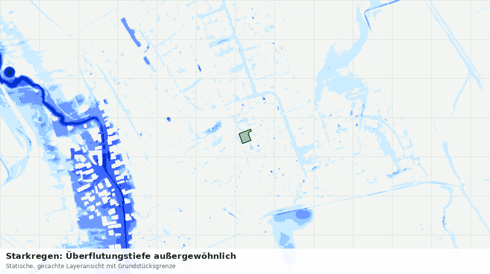 Statische Kartenansicht: Starkregen: Überflutungstiefe außergewöhnlich