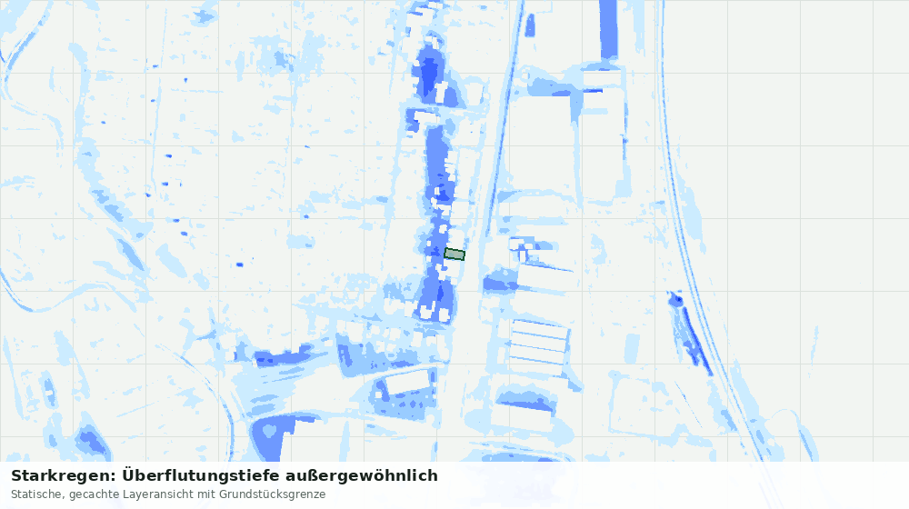 Statische Kartenansicht: Starkregen: Überflutungstiefe außergewöhnlich
