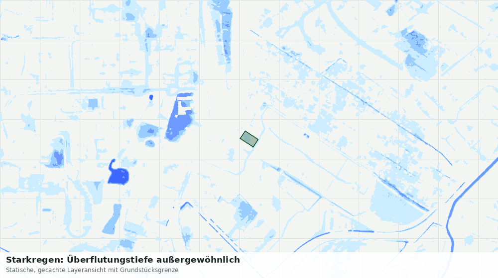 Statische Kartenansicht: Starkregen: Überflutungstiefe außergewöhnlich