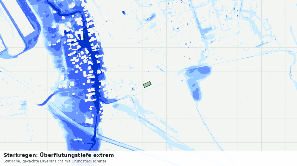 Statische Kartenansicht: Starkregen: Überflutungstiefe extrem