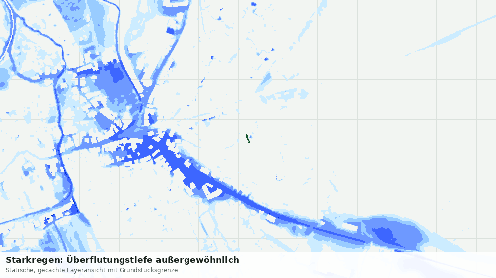Statische Kartenansicht: Starkregen: Überflutungstiefe außergewöhnlich