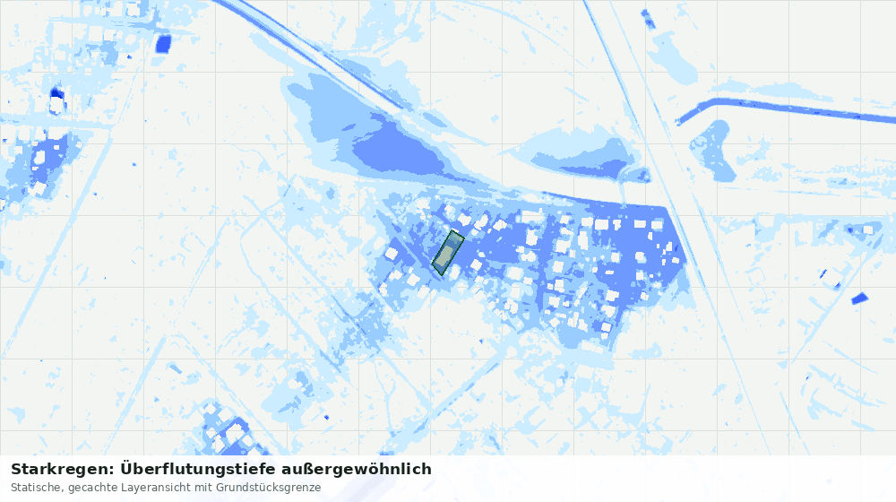 Statische Kartenansicht: Starkregen: Überflutungstiefe außergewöhnlich