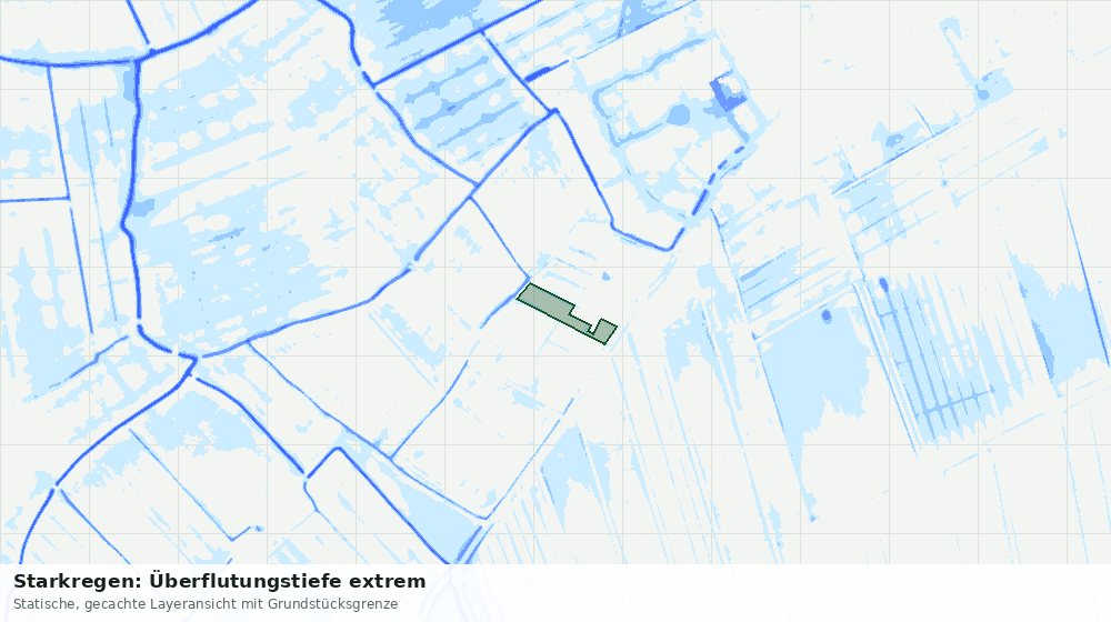 Statische Kartenansicht: Starkregen: Überflutungstiefe extrem
