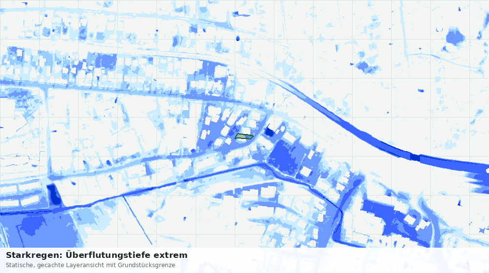 Statische Kartenansicht: Starkregen: Überflutungstiefe extrem