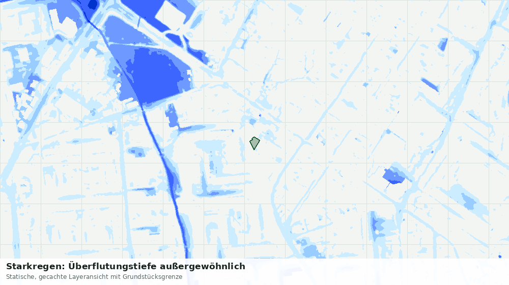 Statische Kartenansicht: Starkregen: Überflutungstiefe außergewöhnlich