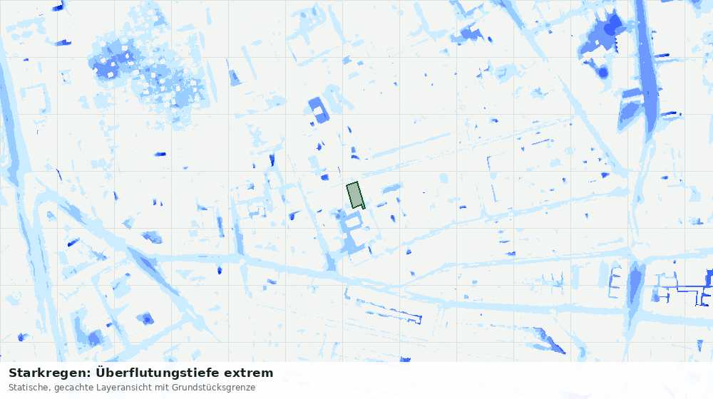 Statische Kartenansicht: Starkregen: Überflutungstiefe extrem