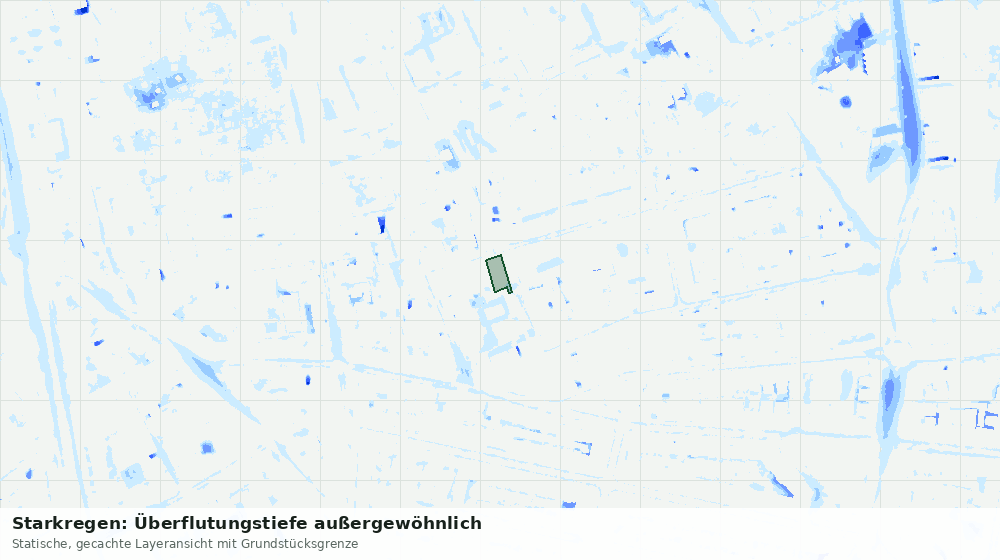 Statische Kartenansicht: Starkregen: Überflutungstiefe außergewöhnlich