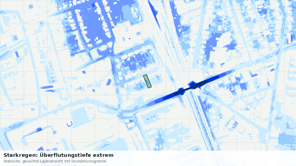 Statische Kartenansicht: Starkregen: Überflutungstiefe extrem