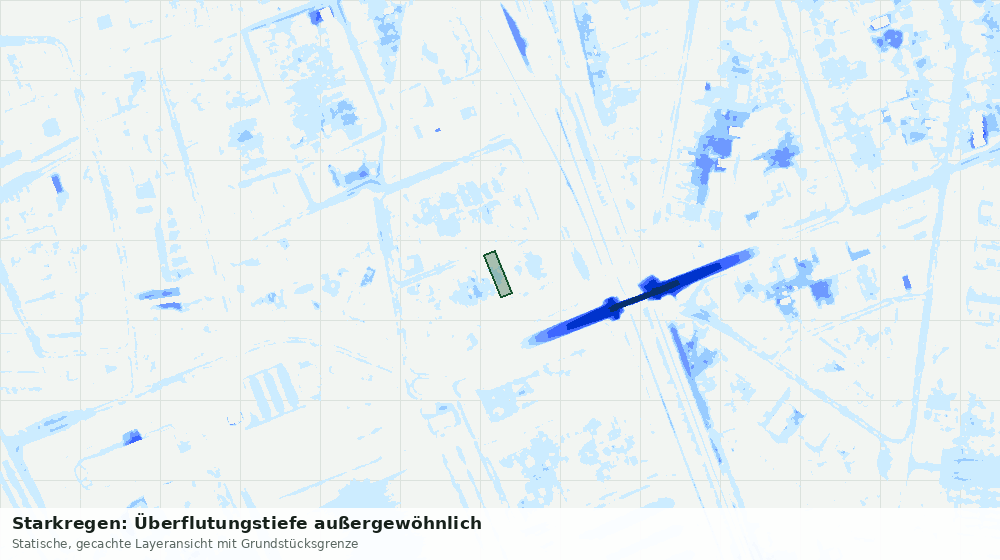 Statische Kartenansicht: Starkregen: Überflutungstiefe außergewöhnlich