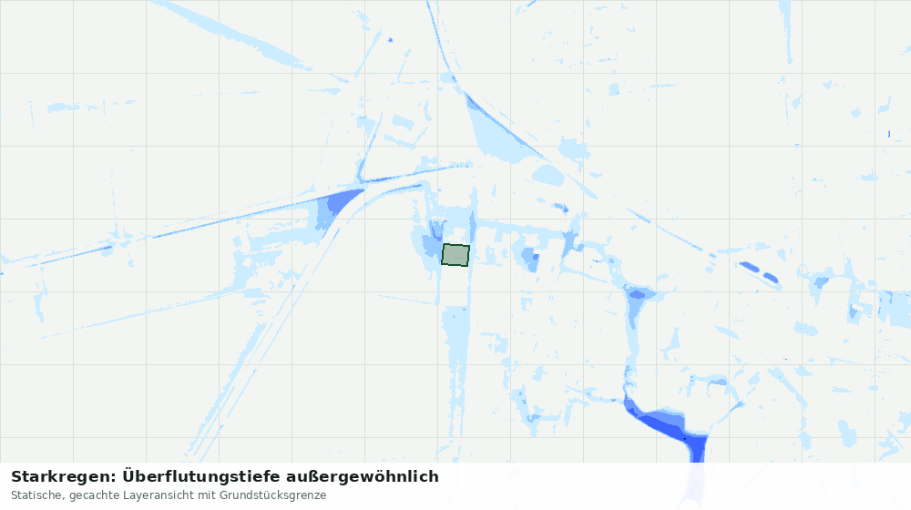 Statische Kartenansicht: Starkregen: Überflutungstiefe außergewöhnlich