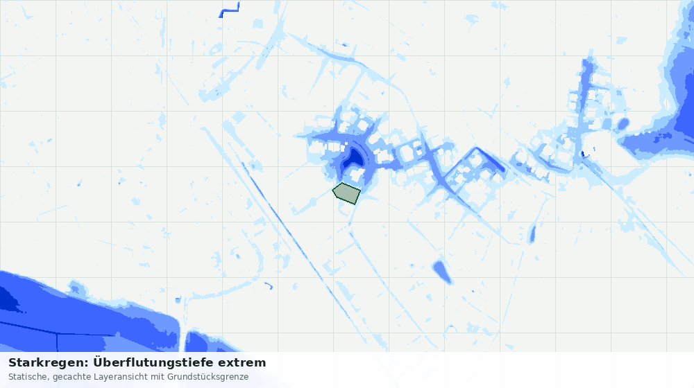 Statische Kartenansicht: Starkregen: Überflutungstiefe extrem