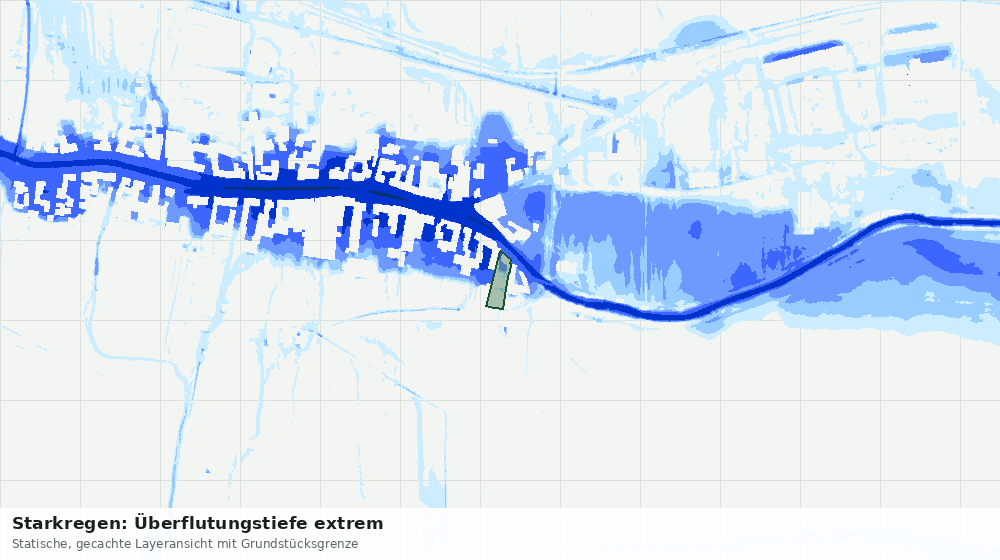 Statische Kartenansicht: Starkregen: Überflutungstiefe extrem