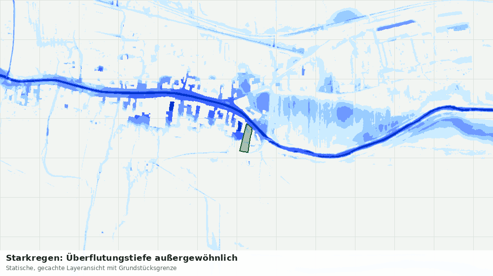 Statische Kartenansicht: Starkregen: Überflutungstiefe außergewöhnlich
