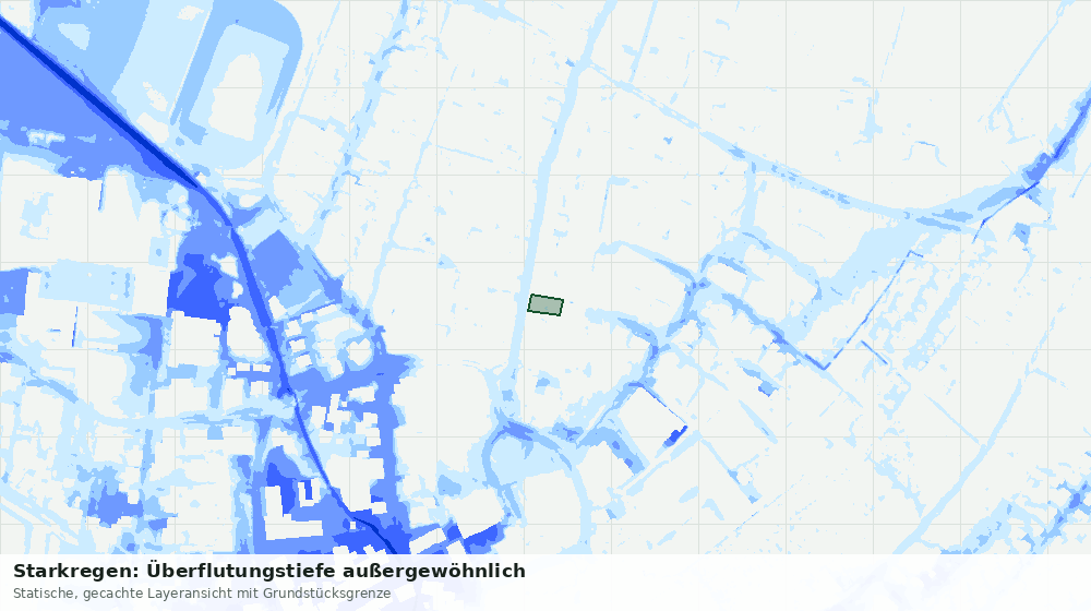 Statische Kartenansicht: Starkregen: Überflutungstiefe außergewöhnlich