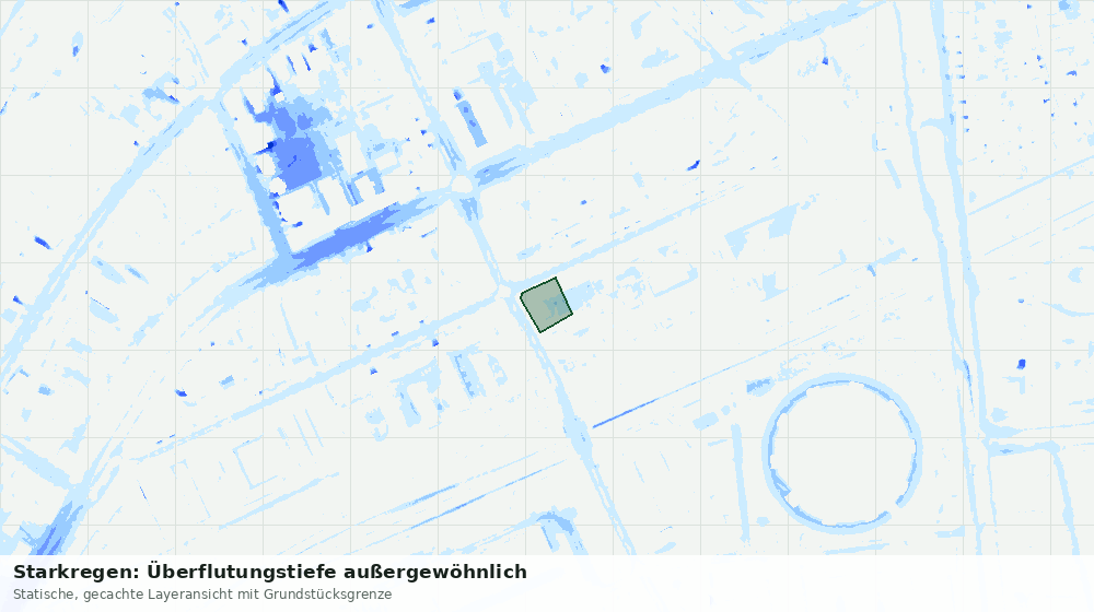 Statische Kartenansicht: Starkregen: Überflutungstiefe außergewöhnlich