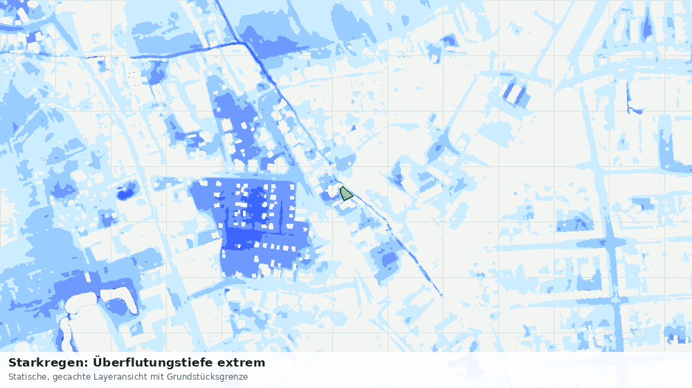 Statische Kartenansicht: Starkregen: Überflutungstiefe extrem