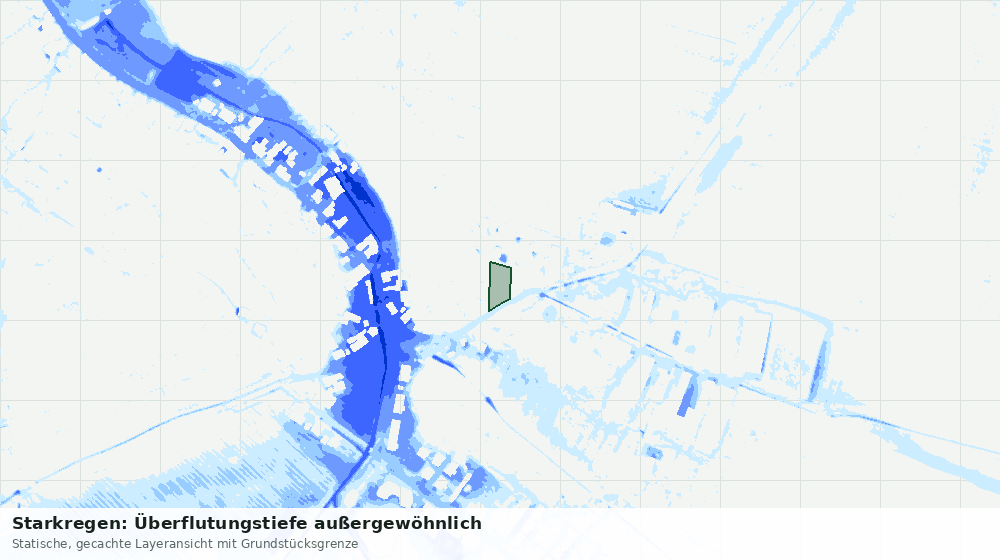 Statische Kartenansicht: Starkregen: Überflutungstiefe außergewöhnlich