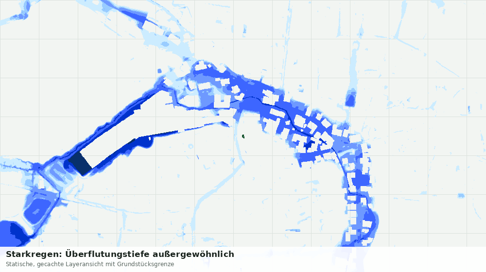 Statische Kartenansicht: Starkregen: Überflutungstiefe außergewöhnlich