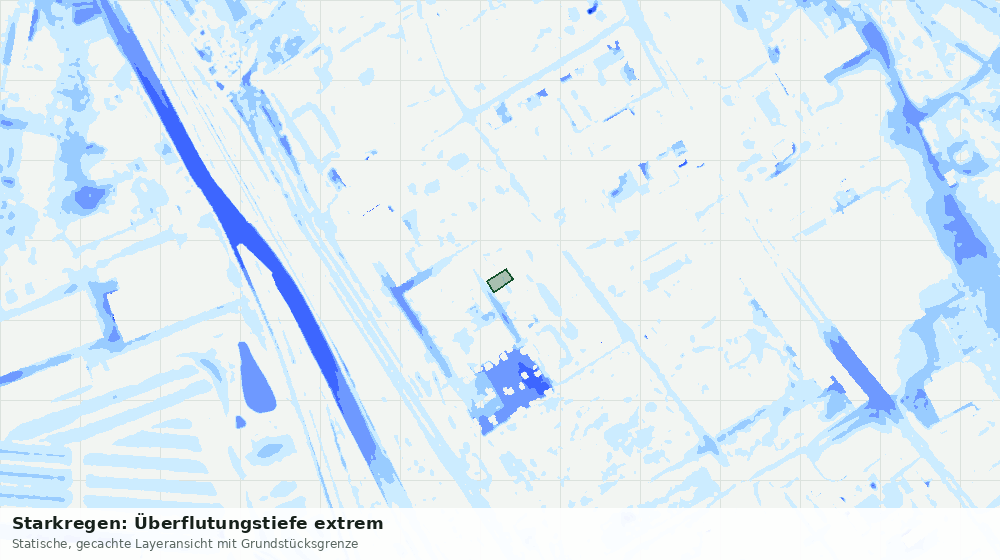 Statische Kartenansicht: Starkregen: Überflutungstiefe extrem